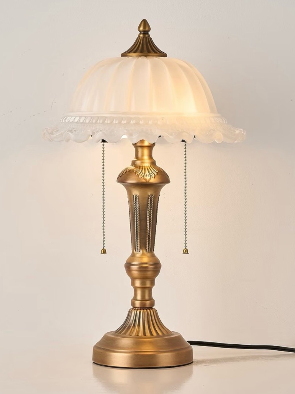 Vintage-Style Gold Table Lamp with Frosted White Glass Shade